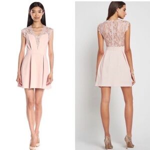 NWT BCBGeneration Fit and flare pink lace inset dress Sz 0